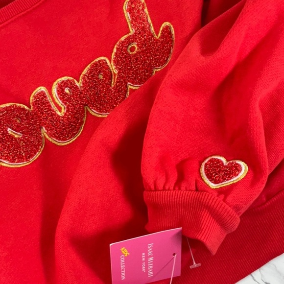 Isaac Mizrahi New York Girls Red LOVE Embroidered Long Sleeve Sweater Sz M(7/8) - Picture 8 of 8